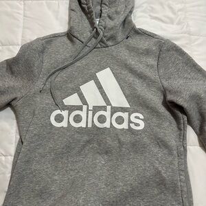 Adidas Heather Gray Hoodie with White Logo